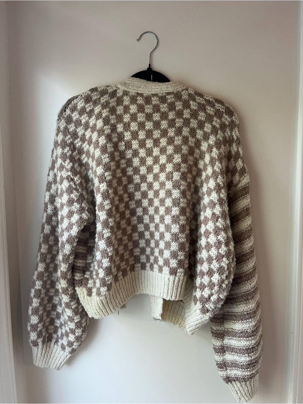 Altar’d State Cozy Check & Stripe V-Neck Cardigan Sweater - Picture 6 of 6